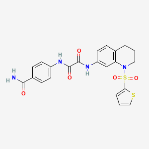B2968024 N1-(4-carbamoylphenyl)-N2-(1-(thiophen-2-ylsulfonyl)-1,2,3,4-tetrahydroquinolin-7-yl)oxalamide CAS No. 903266-28-4