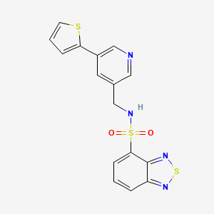 molecular formula C16H12N4O2S3 B2968031 N-((5-(thiophen-2-yl)pyridin-3-yl)methyl)benzo[c][1,2,5]thiadiazole-4-sulfonamide CAS No. 2034487-92-6