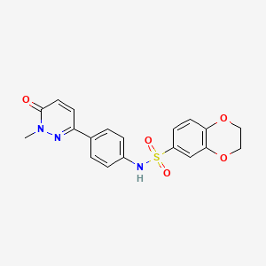 molecular formula C19H17N3O5S B2968048 N-(4-(1-methyl-6-oxo-1,6-dihydropyridazin-3-yl)phenyl)-2,3-dihydrobenzo[b][1,4]dioxine-6-sulfonamide CAS No. 899977-80-1