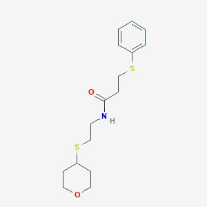 molecular formula C16H23NO2S2 B2968074 N-[2-(oxan-4-ylsulfanyl)ethyl]-3-(phenylsulfanyl)propanamide CAS No. 2034484-48-3