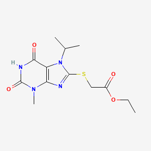 molecular formula C13H18N4O4S B2968090 ethyl 2-((7-isopropyl-3-methyl-2,6-dioxo-2,3,6,7-tetrahydro-1H-purin-8-yl)thio)acetate CAS No. 326919-22-6