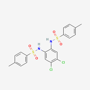 molecular formula C20H18Cl2N2O4S2 B2968099 N,N'-(4,5-Dichloro-1,2-phenylene)bis(4-methylbenzenesulfonamide) CAS No. 335334-06-0