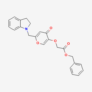 molecular formula C23H21NO5 B2968100 benzyl 2-({6-[(2,3-dihydro-1H-indol-1-yl)methyl]-4-oxo-4H-pyran-3-yl}oxy)acetate CAS No. 898456-97-8