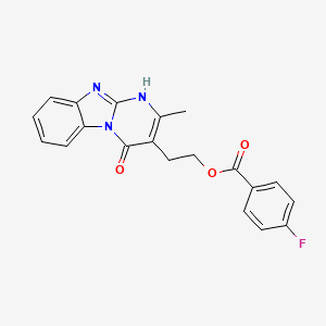 molecular formula C20H16FN3O3 B2968143 2-(2-Methyl-4-oxo-1,4-dihydropyrimido[1,2-a][1,3]benzimidazol-3-yl)ethyl 4-fluorobenzenecarboxylate CAS No. 866144-92-5