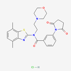 molecular formula C26H29ClN4O4S B2968165 N-(4,7-dimethylbenzo[d]thiazol-2-yl)-3-(2,5-dioxopyrrolidin-1-yl)-N-(2-morpholinoethyl)benzamide hydrochloride CAS No. 1330397-25-5