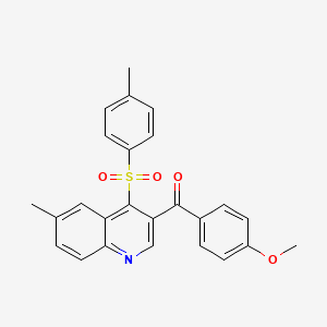 molecular formula C25H21NO4S B2968181 3-(4-METHOXYBENZOYL)-6-METHYL-4-(4-METHYLBENZENESULFONYL)QUINOLINE CAS No. 872199-34-3