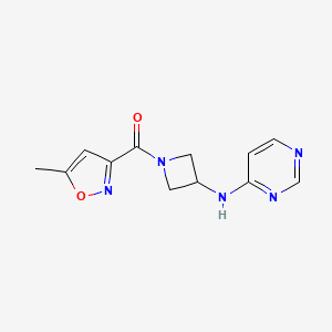molecular formula C12H13N5O2 B2968189 N-[1-(5-methyl-1,2-oxazole-3-carbonyl)azetidin-3-yl]pyrimidin-4-amine CAS No. 2097901-05-6