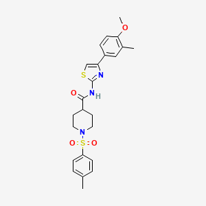molecular formula C24H27N3O4S2 B2968224 N-(4-(4-methoxy-3-methylphenyl)thiazol-2-yl)-1-tosylpiperidine-4-carboxamide CAS No. 922461-19-6