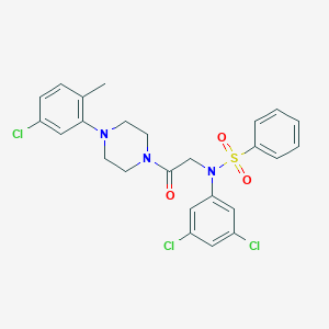 molecular formula C25H24Cl3N3O3S B296823 N-[2-[4-(5-chloro-2-methylphenyl)piperazin-1-yl]-2-oxoethyl]-N-(3,5-dichlorophenyl)benzenesulfonamide 