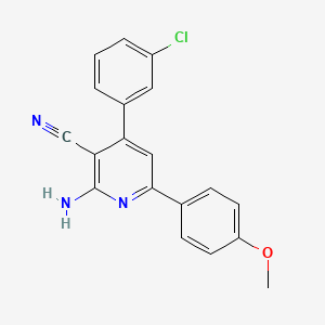 molecular formula C19H14ClN3O B2968267 2-Amino-4-(3-chlorophenyl)-6-(4-methoxyphenyl)pyridine-3-carbonitrile CAS No. 338793-92-3
