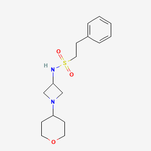 molecular formula C16H24N2O3S B2968286 N-[1-(oxan-4-yl)azetidin-3-yl]-2-phenylethane-1-sulfonamide CAS No. 2415622-47-6