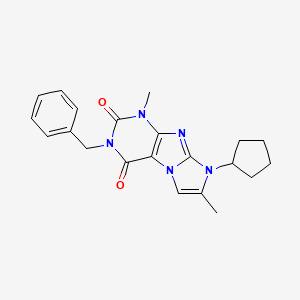 molecular formula C21H23N5O2 B2968312 3-benzyl-8-cyclopentyl-1,7-dimethyl-1H,2H,3H,4H,8H-imidazo[1,2-g]purine-2,4-dione CAS No. 887671-85-4
