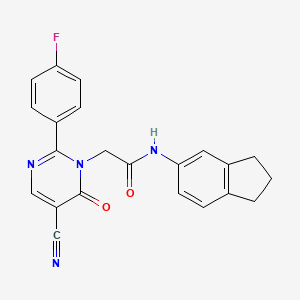 molecular formula C22H17FN4O2 B2968332 2-(5-cyano-2-(4-fluorophenyl)-6-oxopyrimidin-1(6H)-yl)-N-(2,3-dihydro-1H-inden-5-yl)acetamide CAS No. 1251568-47-4