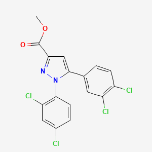molecular formula C17H10Cl4N2O2 B2968359 methyl 1-(2,4-dichlorophenyl)-5-(3,4-dichlorophenyl)-1H-pyrazole-3-carboxylate CAS No. 318256-20-1