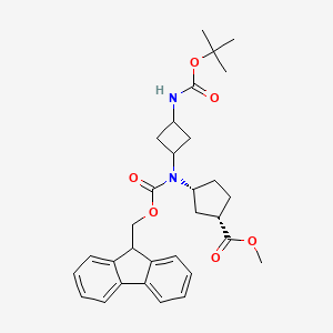 molecular formula C31H38N2O6 B2968362 Methyl (1S,3R)-3-[9H-fluoren-9-ylmethoxycarbonyl-[3-[(2-methylpropan-2-yl)oxycarbonylamino]cyclobutyl]amino]cyclopentane-1-carboxylate CAS No. 2155840-63-2