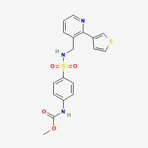 molecular formula C18H17N3O4S2 B2968363 methyl N-[4-({[2-(thiophen-3-yl)pyridin-3-yl]methyl}sulfamoyl)phenyl]carbamate CAS No. 2309345-20-6