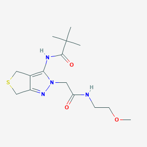 molecular formula C15H24N4O3S B2968368 N-(2-(2-((2-methoxyethyl)amino)-2-oxoethyl)-4,6-dihydro-2H-thieno[3,4-c]pyrazol-3-yl)pivalamide CAS No. 1105248-89-2