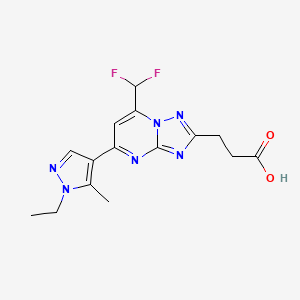 3-(7-(Difluoromethyl)-5-(1-ethyl-5-methyl-1H-pyrazol-4-yl)-[1,2,4]triazolo[1,5-a]pyrimidin-2-yl)propanoic acid