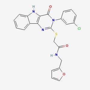 2-[[3-(3-chlorophenyl)-4-oxo-5H-pyrimido[5,4-b]indol-2-yl]sulfanyl]-N-(furan-2-ylmethyl)acetamide