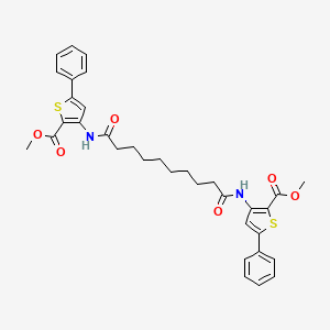 molecular formula C34H36N2O6S2 B2968400 methyl 3-(9-{[2-(methoxycarbonyl)-5-phenylthiophen-3-yl]carbamoyl}nonanamido)-5-phenylthiophene-2-carboxylate CAS No. 477486-76-3