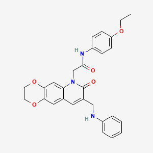 molecular formula C28H27N3O5 B2968407 N-(4-ethoxyphenyl)-2-{7-oxo-8-[(phenylamino)methyl]-2H,3H,6H,7H-[1,4]dioxino[2,3-g]quinolin-6-yl}acetamide CAS No. 894550-32-4