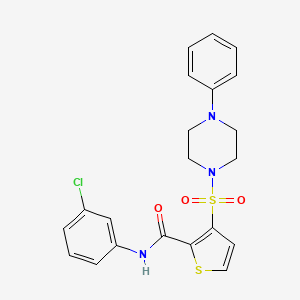 molecular formula C21H20ClN3O3S2 B2968418 N-(3-chlorophenyl)-3-[(4-phenylpiperazin-1-yl)sulfonyl]thiophene-2-carboxamide CAS No. 1251617-21-6