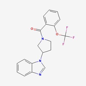 molecular formula C19H16F3N3O2 B2968427 1-{1-[2-(trifluoromethoxy)benzoyl]pyrrolidin-3-yl}-1H-1,3-benzodiazole CAS No. 2034421-13-9