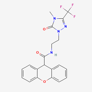 molecular formula C20H17F3N4O3 B2968442 N-{2-[4-methyl-5-oxo-3-(trifluoromethyl)-4,5-dihydro-1H-1,2,4-triazol-1-yl]ethyl}-9H-xanthene-9-carboxamide CAS No. 1421459-24-6