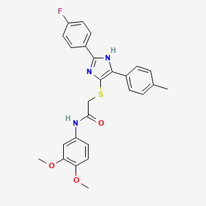 N-(3,4-dimethoxyphenyl)-2-((2-(4-fluorophenyl)-5-(p-tolyl)-1H-imidazol-4-yl)thio)acetamide