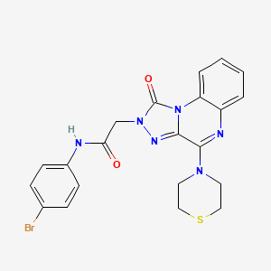 molecular formula C21H19BrN6O2S B2968474 N-(4-bromophenyl)-2-[1-oxo-4-(thiomorpholin-4-yl)-1H,2H-[1,2,4]triazolo[4,3-a]quinoxalin-2-yl]acetamide CAS No. 1215803-86-3