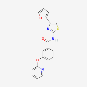 molecular formula C19H13N3O3S B2968483 N-(4-(furan-2-yl)thiazol-2-yl)-3-(pyridin-2-yloxy)benzamide CAS No. 1797899-84-3