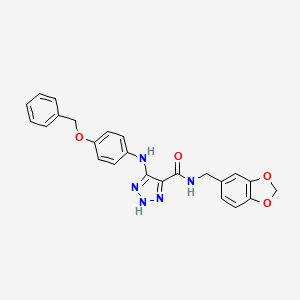 molecular formula C24H21N5O4 B2968499 N-(1,3-benzodioxol-5-ylmethyl)-5-{[4-(benzyloxy)phenyl]amino}-1H-1,2,3-triazole-4-carboxamide CAS No. 1226427-43-5