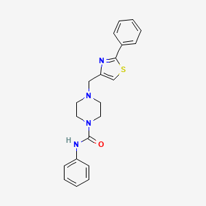 molecular formula C21H22N4OS B2968501 N-phenyl-4-[(2-phenyl-1,3-thiazol-4-yl)methyl]piperazine-1-carboxamide CAS No. 1203202-75-8