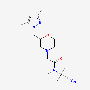 molecular formula C17H27N5O2 B2968533 N-(1-cyano-1-methylethyl)-2-{2-[(3,5-dimethyl-1H-pyrazol-1-yl)methyl]morpholin-4-yl}-N-methylacetamide CAS No. 1311745-40-0
