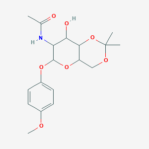 molecular formula C18H25NO7 B2968538 N-[8-Hydroxy-6-(4-methoxy-phenoxy)-2,2-dimethyl-hexahydro-pyrano[3,2-d][1,3]dioxin-7-yl]-acetamide CAS No. 1093683-94-3