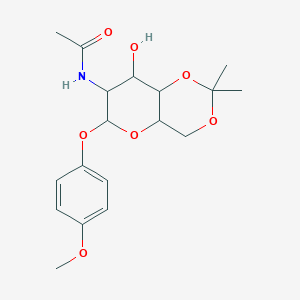 B2968538 N-[8-Hydroxy-6-(4-methoxy-phenoxy)-2,2-dimethyl-hexahydro-pyrano[3,2-d][1,3]dioxin-7-yl]-acetamide CAS No. 1093683-94-3