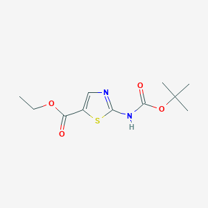 molecular formula C11H16N2O4S B2968552 Ethyl 2-((tert-butoxycarbonyl)amino)thiazole-5-carboxylate CAS No. 302964-01-8