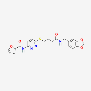 N-(6-((4-((benzo[d][1,3]dioxol-5-ylmethyl)amino)-4-oxobutyl)thio)pyridazin-3-yl)furan-2-carboxamide