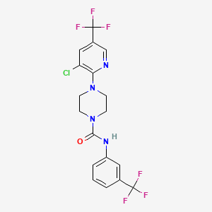 B2968566 4-[3-chloro-5-(trifluoromethyl)pyridin-2-yl]-N-[3-(trifluoromethyl)phenyl]piperazine-1-carboxamide CAS No. 856189-81-6