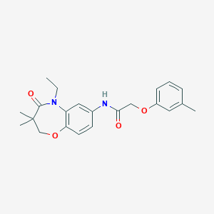 molecular formula C22H26N2O4 B2968595 N-(5-ethyl-3,3-dimethyl-4-oxo-2,3,4,5-tetrahydro-1,5-benzoxazepin-7-yl)-2-(3-methylphenoxy)acetamide CAS No. 921863-28-7