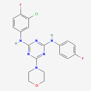 molecular formula C19H17ClF2N6O B2968598 N2-(3-chloro-4-fluorophenyl)-N4-(4-fluorophenyl)-6-morpholino-1,3,5-triazine-2,4-diamine CAS No. 898611-67-1