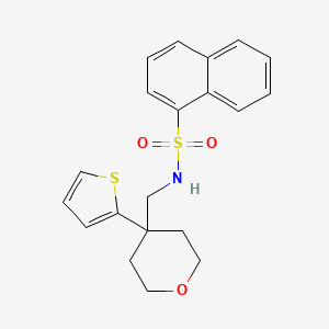 molecular formula C20H21NO3S2 B2968613 N-{[4-(thiophen-2-yl)oxan-4-yl]methyl}naphthalene-1-sulfonamide CAS No. 1203194-20-0
