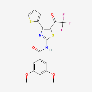 3,5-dimethoxy-N-[4-thiophen-2-yl-5-(2,2,2-trifluoroacetyl)-1,3-thiazol-2-yl]benzamide