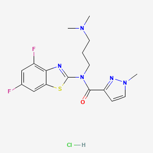 molecular formula C17H20ClF2N5OS B2968631 N-(4,6-difluoro-1,3-benzothiazol-2-yl)-N-[3-(dimethylamino)propyl]-1-methyl-1H-pyrazole-3-carboxamide hydrochloride CAS No. 1189969-95-6