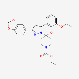 Ethyl 2-(benzo[d][1,3]dioxol-5-yl)-7-ethoxy-1,10b-dihydrospiro[benzo[e]pyrazolo[1,5-c][1,3]oxazine-5,4'-piperidine]-1'-carboxylate