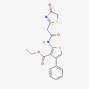Ethyl 2-(2-(4-oxo-4,5-dihydrothiazol-2-yl)acetamido)-4-phenylthiophene-3-carboxylate