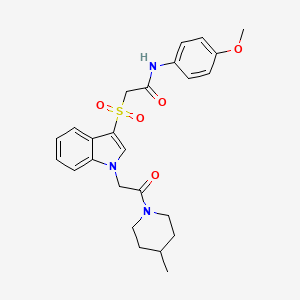 molecular formula C25H29N3O5S B2968647 N-(4-methoxyphenyl)-2-((1-(2-(4-methylpiperidin-1-yl)-2-oxoethyl)-1H-indol-3-yl)sulfonyl)acetamide CAS No. 878059-80-4