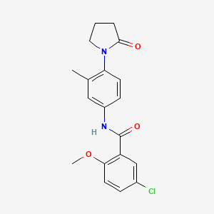 molecular formula C19H19ClN2O3 B2968669 5-chloro-2-methoxy-N-[3-methyl-4-(2-oxopyrrolidin-1-yl)phenyl]benzamide CAS No. 941992-84-3