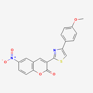 molecular formula C19H12N2O5S B2968696 3-(4-(4-methoxyphenyl)thiazol-2-yl)-6-nitro-2H-chromen-2-one CAS No. 330557-85-2
