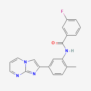 molecular formula C20H15FN4O B2968702 3-fluoro-N-(5-{imidazo[1,2-a]pyrimidin-2-yl}-2-methylphenyl)benzamide CAS No. 862810-31-9